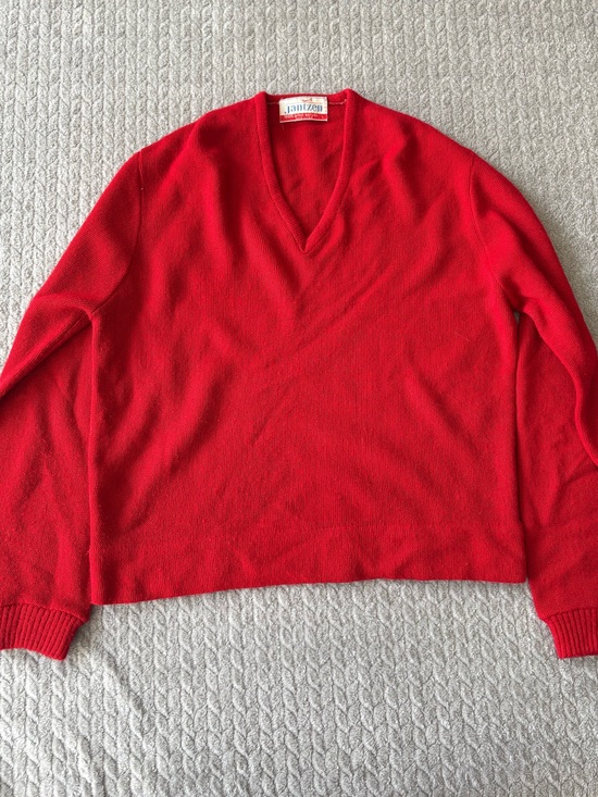 Jantzen Sweaters - Vintage Jantzen Red V-Neck Orlon Sweater Made in USA Size L